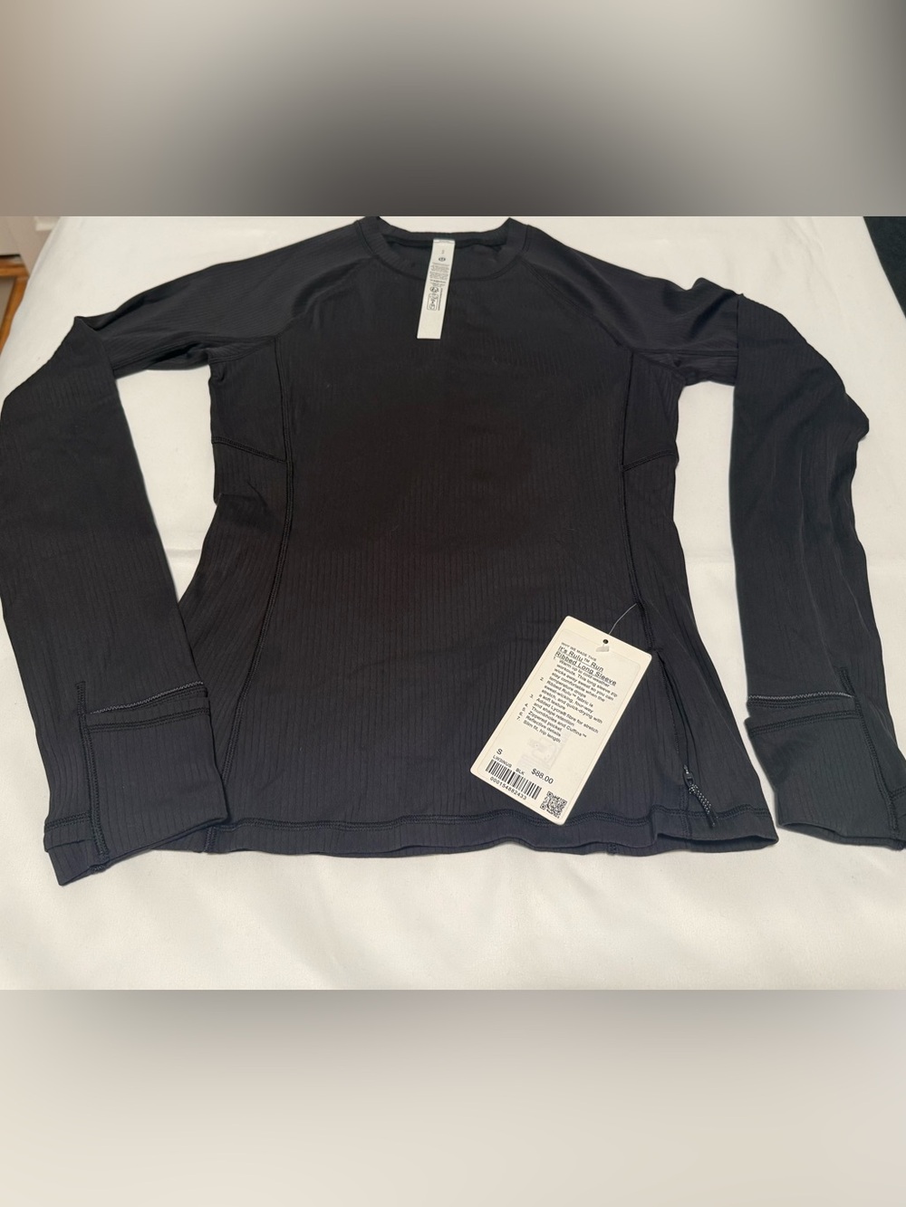 NWT! Lululemon It’s Rulu Run Ribbed Long Sleeve Black Crew Neck Top Size S